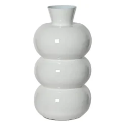 Vase|Vase|#N/A Vase en métal émaillé fait main (H33 cm) Serena brillant Blanc