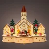Village De Noël En Bois|KAEMINGK Village de Noël en bois lumineux et musical à piles (30 x H24 cm) Église et casse-noisette