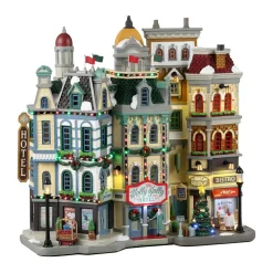 Village De Noël Lemax|LEMAX Village de Noël lumineux à piles Hôtel Holly Jolly