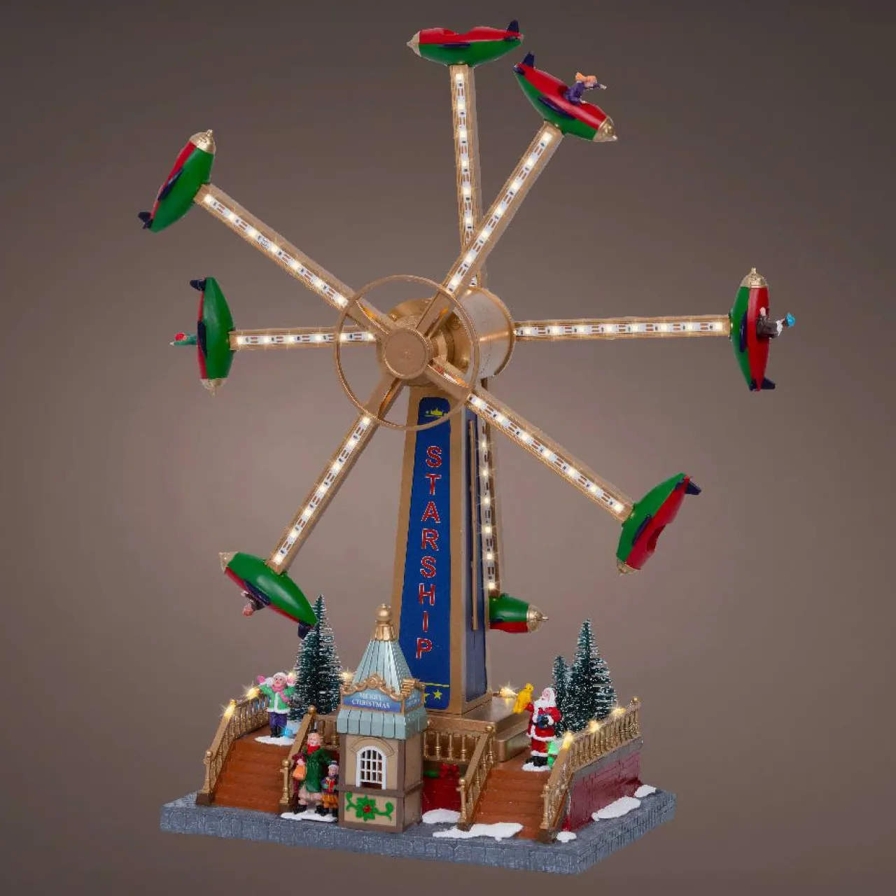 Village De Noël Lumineux|KAEMINGK Village de Noël lumineux, animé et musical (H47 cm) Manège avions Multicolore