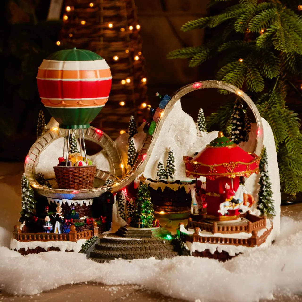 Village De Noël Lumineux|KAEMINGK Village de Noël lumineux animé et musical (H27 cm) Parc d'attraction Multicolore