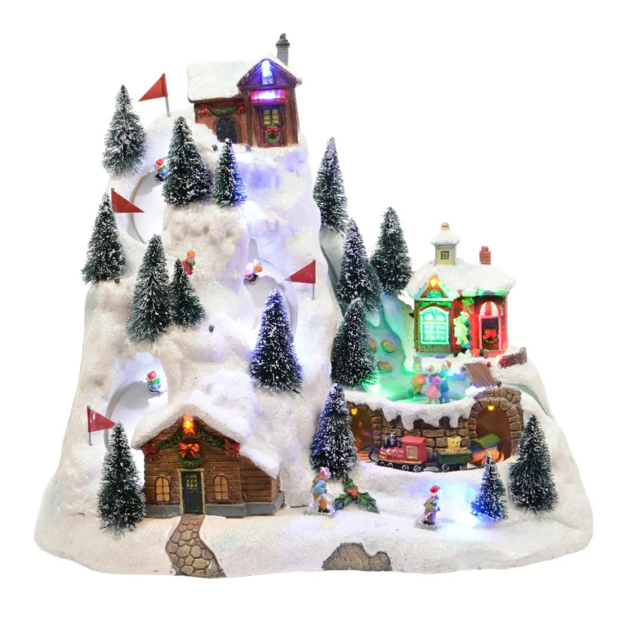 Village De Noël Lumineux|KAEMINGK Village de Noël lumineux et musical Station de ski animée