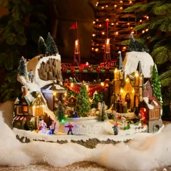 Village De Noël Lumineux|KAEMINGK Village de Noël lumineux et musical Ville festive et Chemin de fer