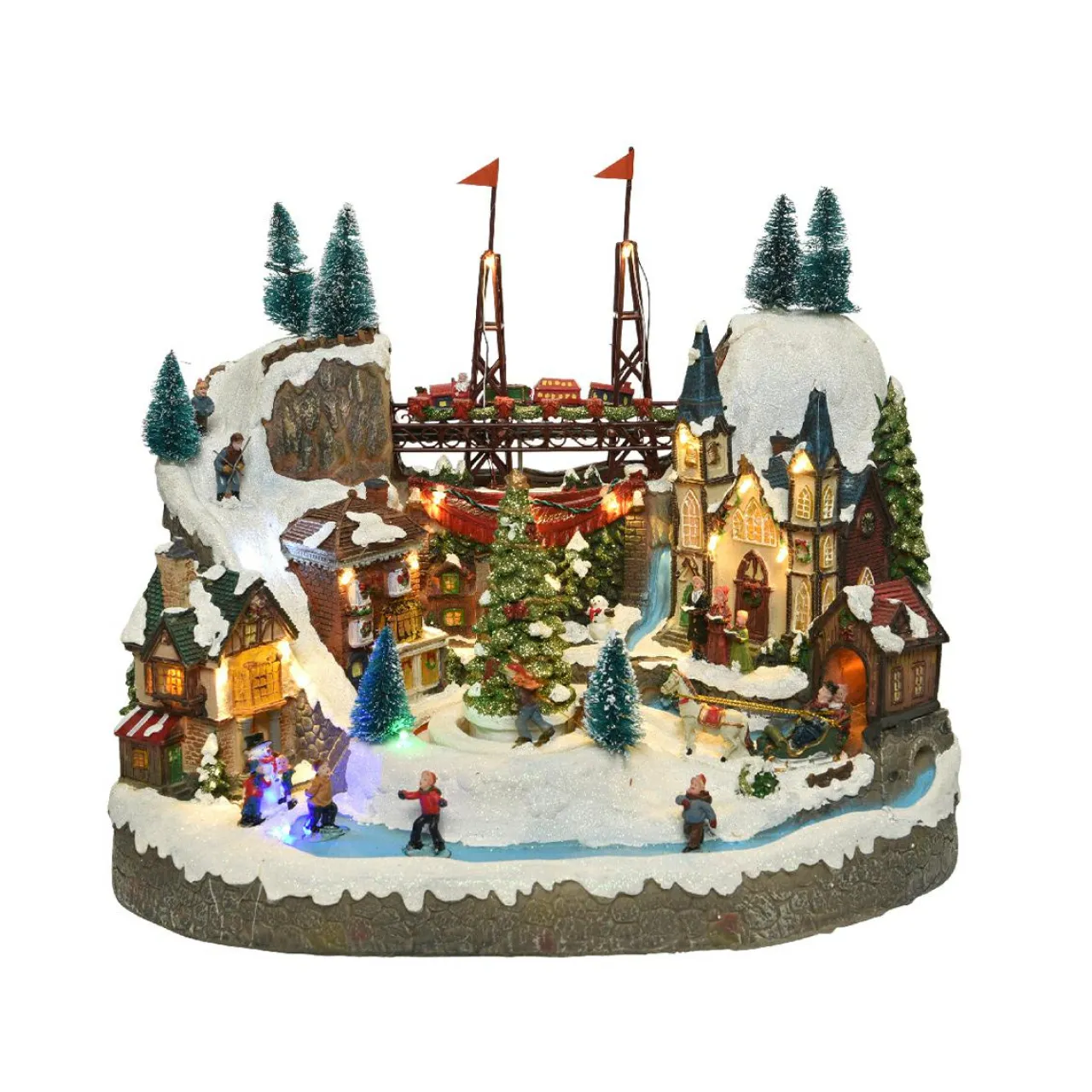 Village De Noël Lumineux|KAEMINGK Village de Noël lumineux et musical Ville festive et Chemin de fer