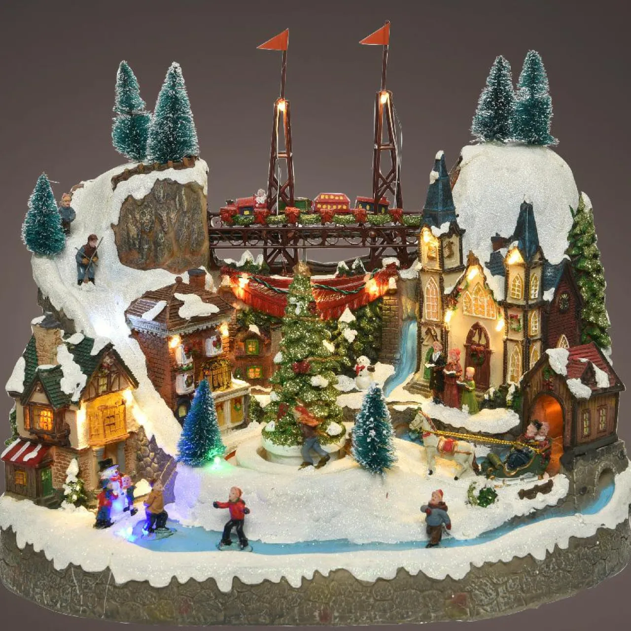 Village De Noël Lumineux|KAEMINGK Village de Noël lumineux et musical Ville festive et Chemin de fer