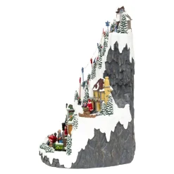 Village De Noël Lumineux|JJA Village de Noël lumineux et animé (H52 cm) Piste de ski lumineuse Multicolore