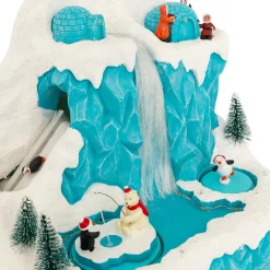 Village De Noël Lumineux|JJA Village de Noël musical et animé (H26 cm) Banquise des pingouins Bleu