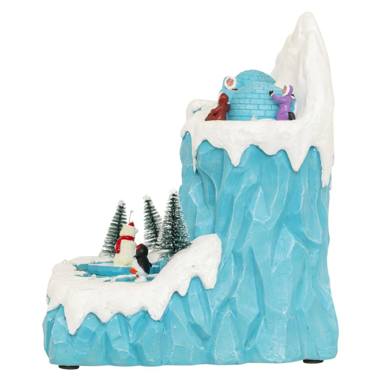 Village De Noël Lumineux|JJA Village de Noël musical et animé (H26 cm) Banquise des pingouins Bleu