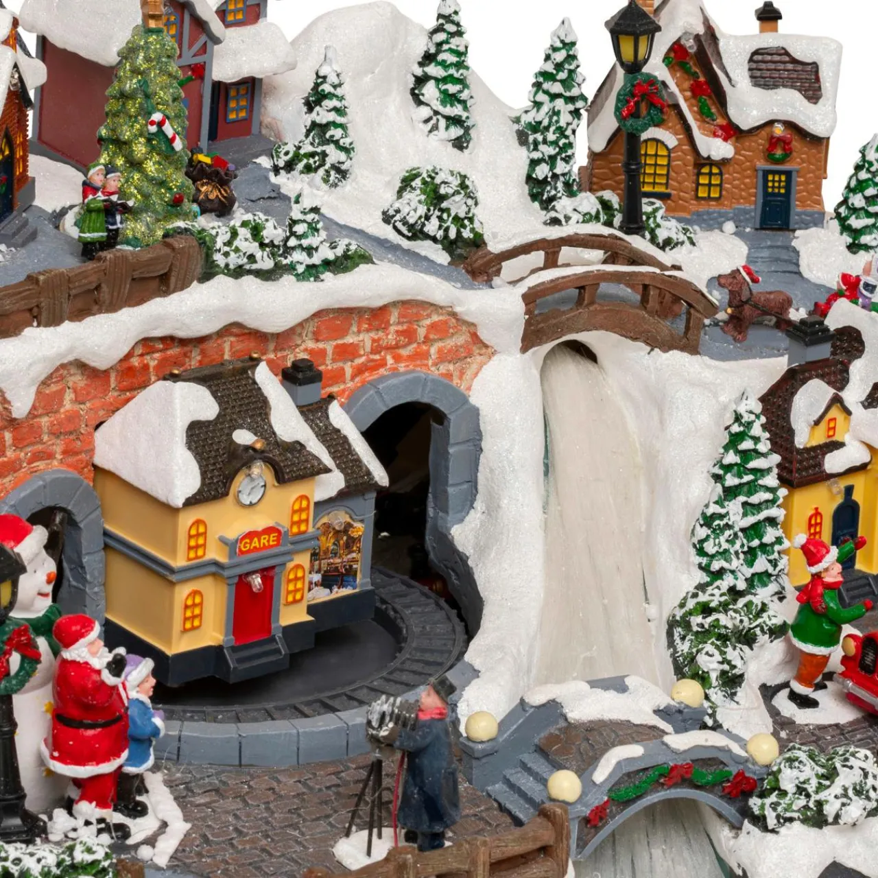 Village De Noël Lumineux|JJA Village de Noël musical et animé (H32 cm) Village en fête Multicolore