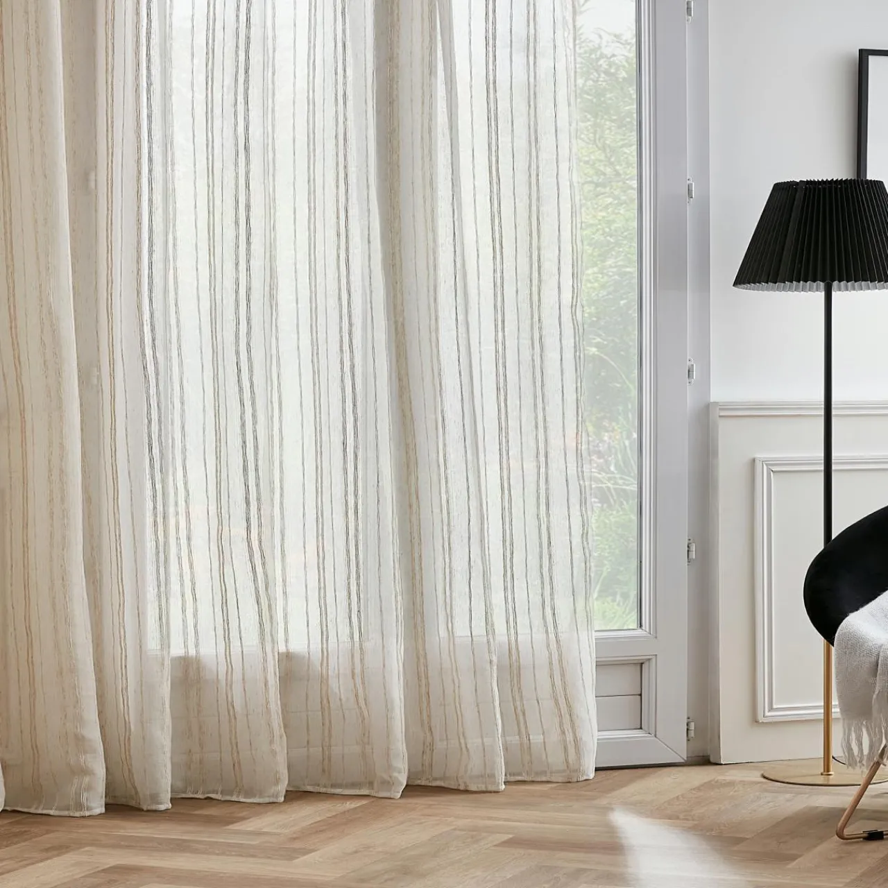 Voilage|EMINZA Voilage galon fronceur (280 x 240 cm) Théo Beige