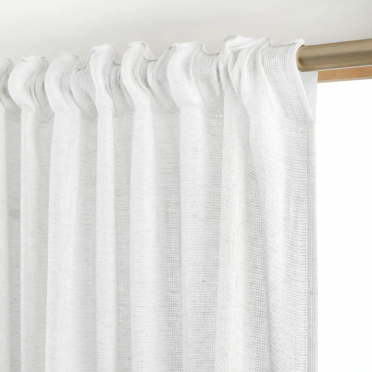 Voilage|EMINZA Voilage galon fronceur effet lin (140 x 240 cm) Luca Blanc