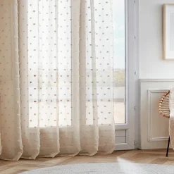 Voilage|EMINZA Voilage galon fronceur pompons (280 x 240 cm) Emie Beige