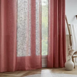 Voilage|EMINZA Voilage grande largeur effet lin (400 x 240 cm) Robin Terracotta