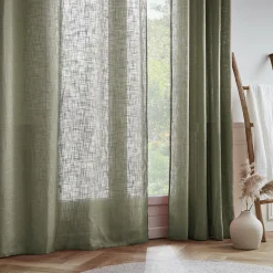 Voilage|EMINZA Voilage grande largeur effet lin(400 x 240 cm) Robin Vert romarin