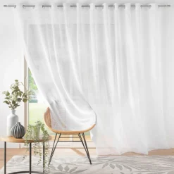 Voilage|DOUCEUR D'INTERIEUR Voilage grande largeur œillets (400 x 240 cm) Lissea Blanc
