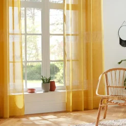 Voilage|ATMOSPHERA Voilage œillets (140 x 240 cm) Sab Jaune ocre