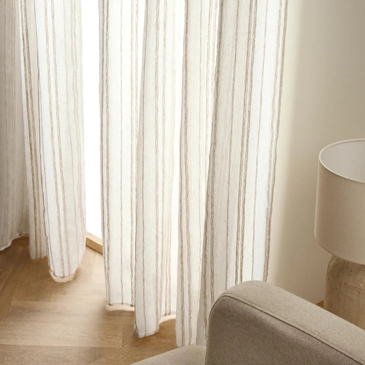 Voilage|EMINZA Voilage œillets (280 x 240 cm) Théo Beige