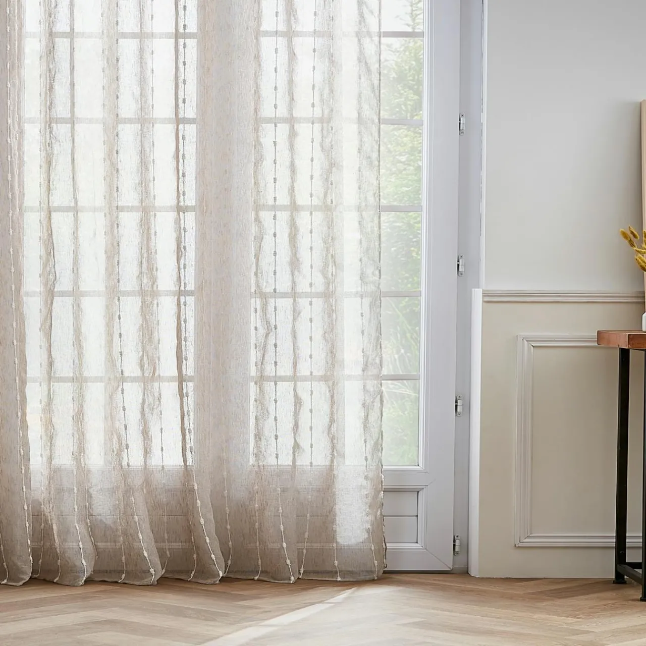 Voilage|EMINZA Voilage œillets pompons (280 x 240 cm) Axel Beige