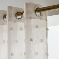 Voilage|EMINZA Voilage oeillets pompons (140 x 240 cm) Emie Beige