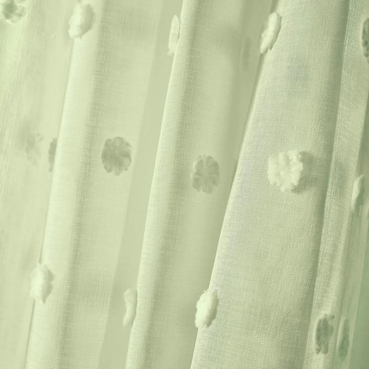 Voilage|EMINZA Voilage oeillets pompons (140 x 240 cm) Emie Vert d'eau Vert d'eau