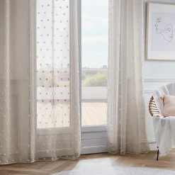 Voilage|EMINZA Voilage oeillets pompons (140 x 280 cm) Emie Beige