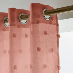 Voilage|EMINZA Voilage oeillets pompons (140 x 240 cm) Emie Terracotta