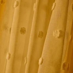 Voilage|EMINZA Voilage oeillets pompons (140 x 240 cm) Emie Jaune moutarde