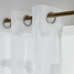 Voilage|EMINZA Voilage oeillets pompons (140 x 240 cm) Suzie Blanc