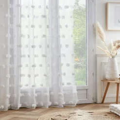 Voilage|EMINZA Voilage oeillets pompons (280 x 240 cm) Suzie Blanc