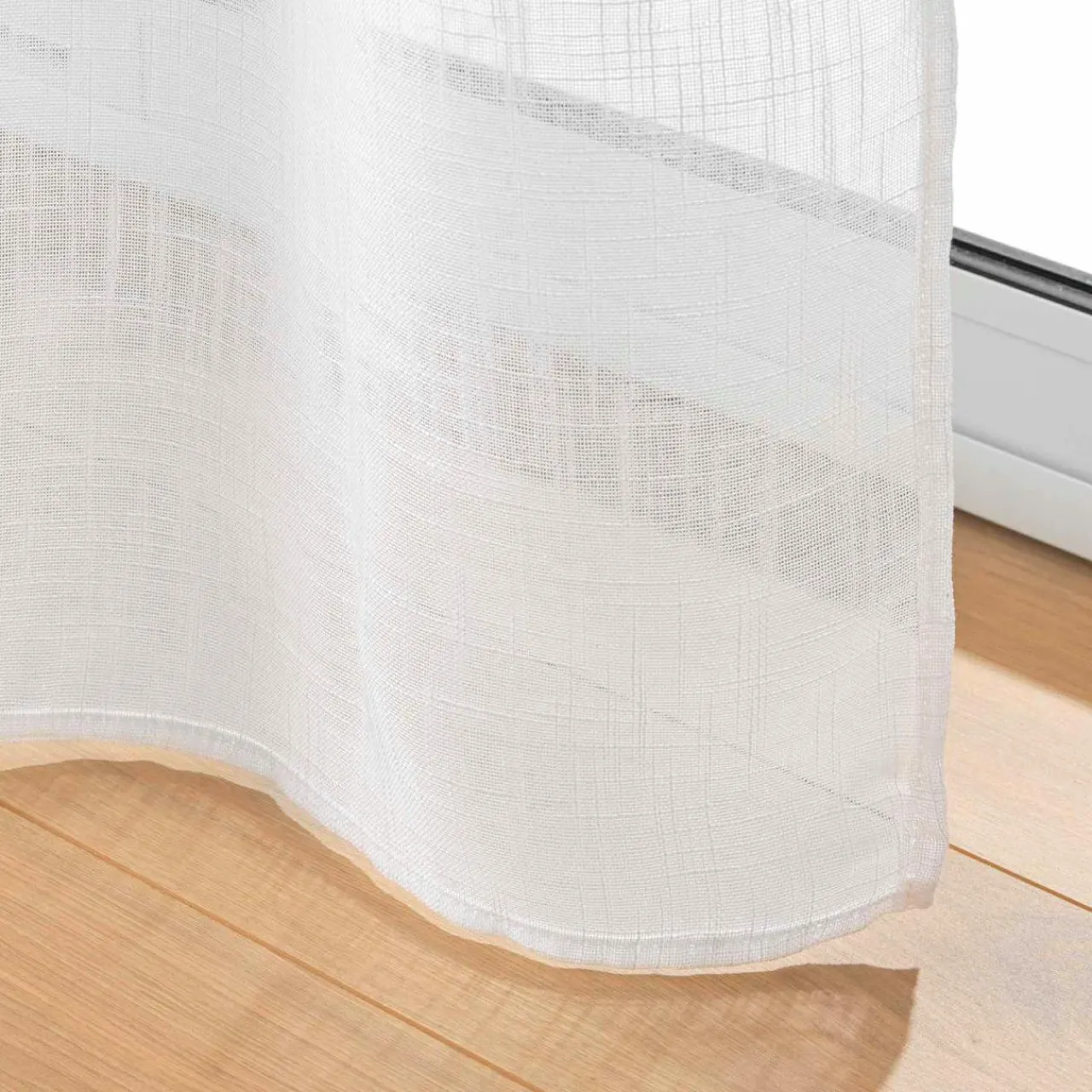 Voilage|douceur d'intu017drieur Voilage passe tringle effet lin tissé (90 x 200 cm) Haltona Blanc